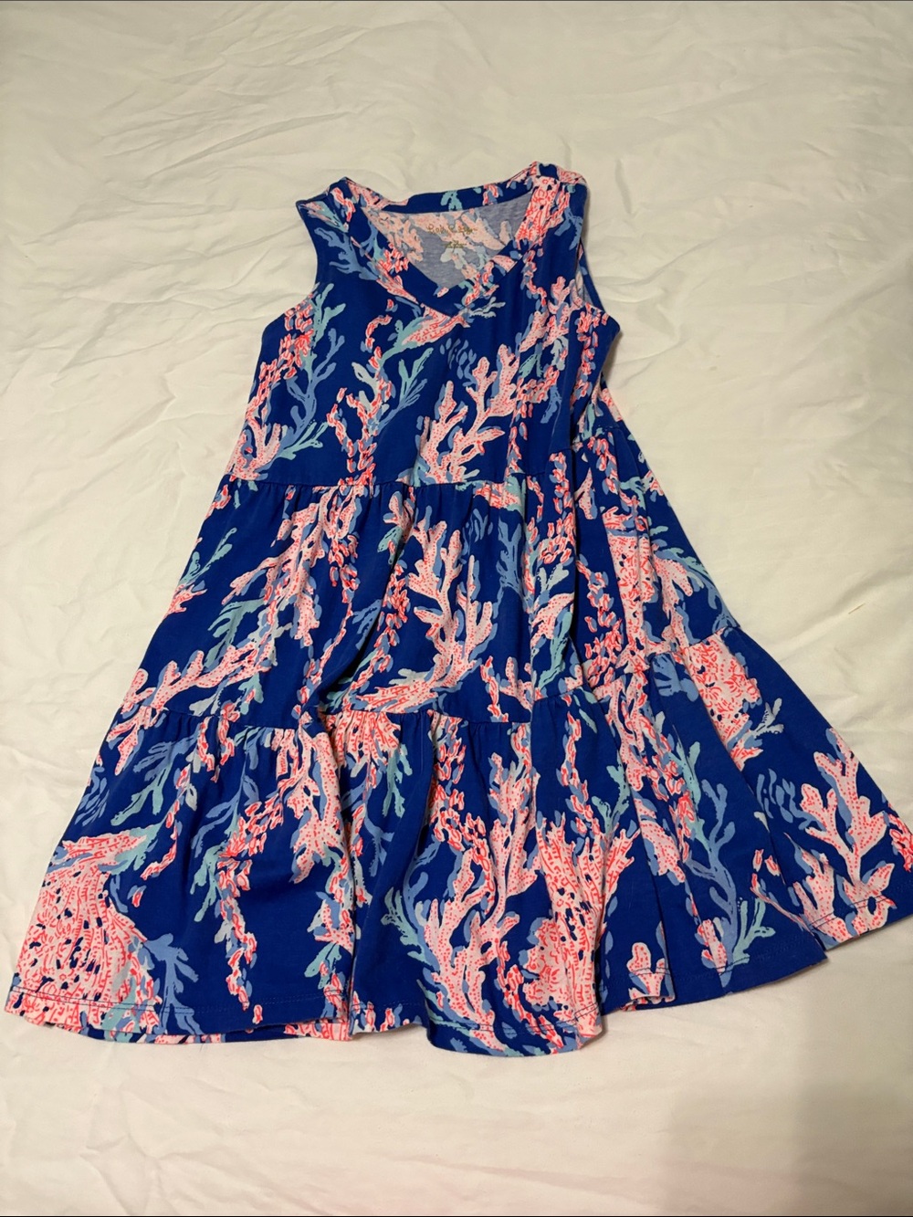 Lilly Pulitzer Navy Dress with Coral Pink Seaweed Print